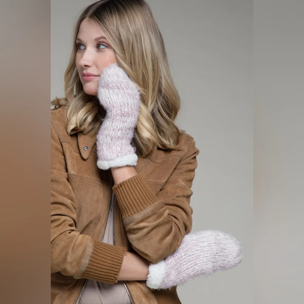 5 Pairs of Women's Knit Mittens w Warm & Comfy Faux Fur Lining for $24
